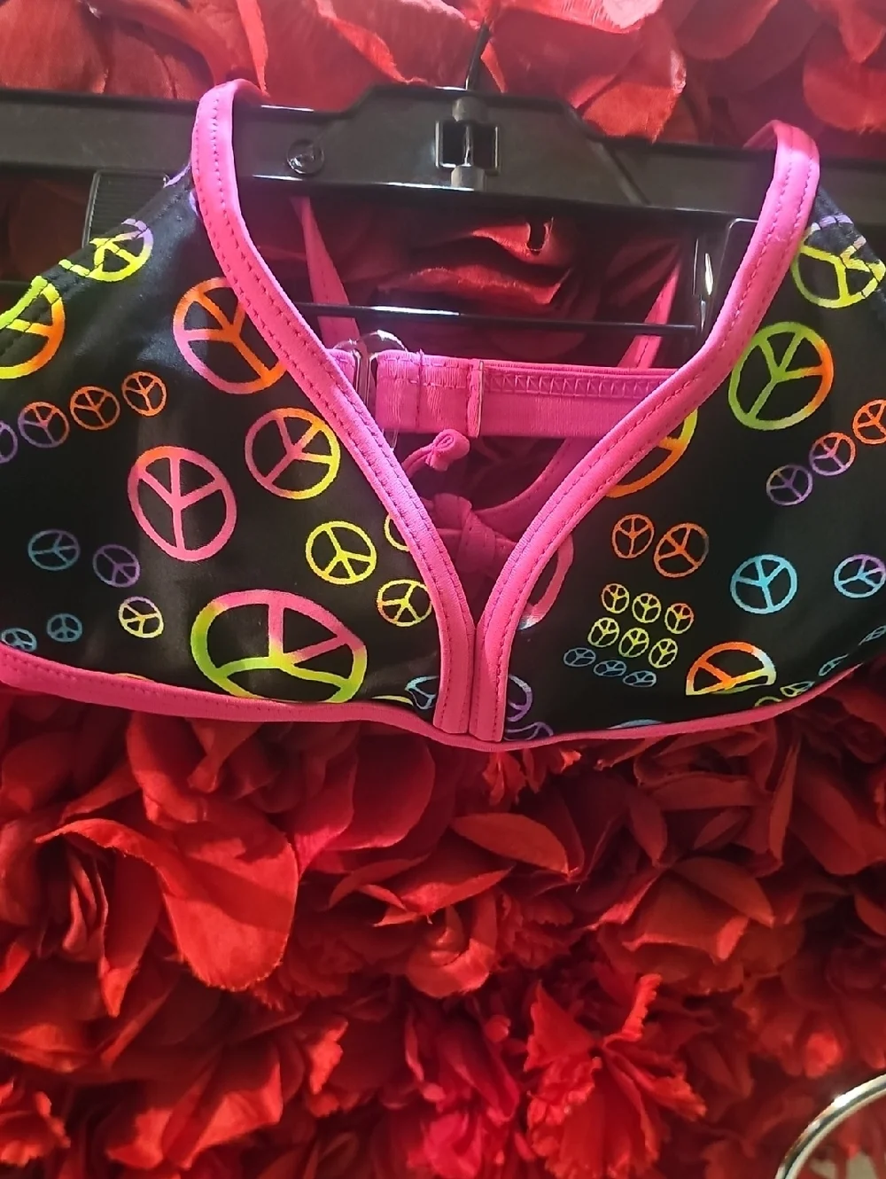 Xhilaration Girls Colorful Peace Sign Bikini Size 7/8